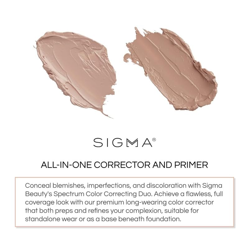 Sigma Beauty Spectrum Color Correcting Duo swatches displaying blendable shades for even skin tone