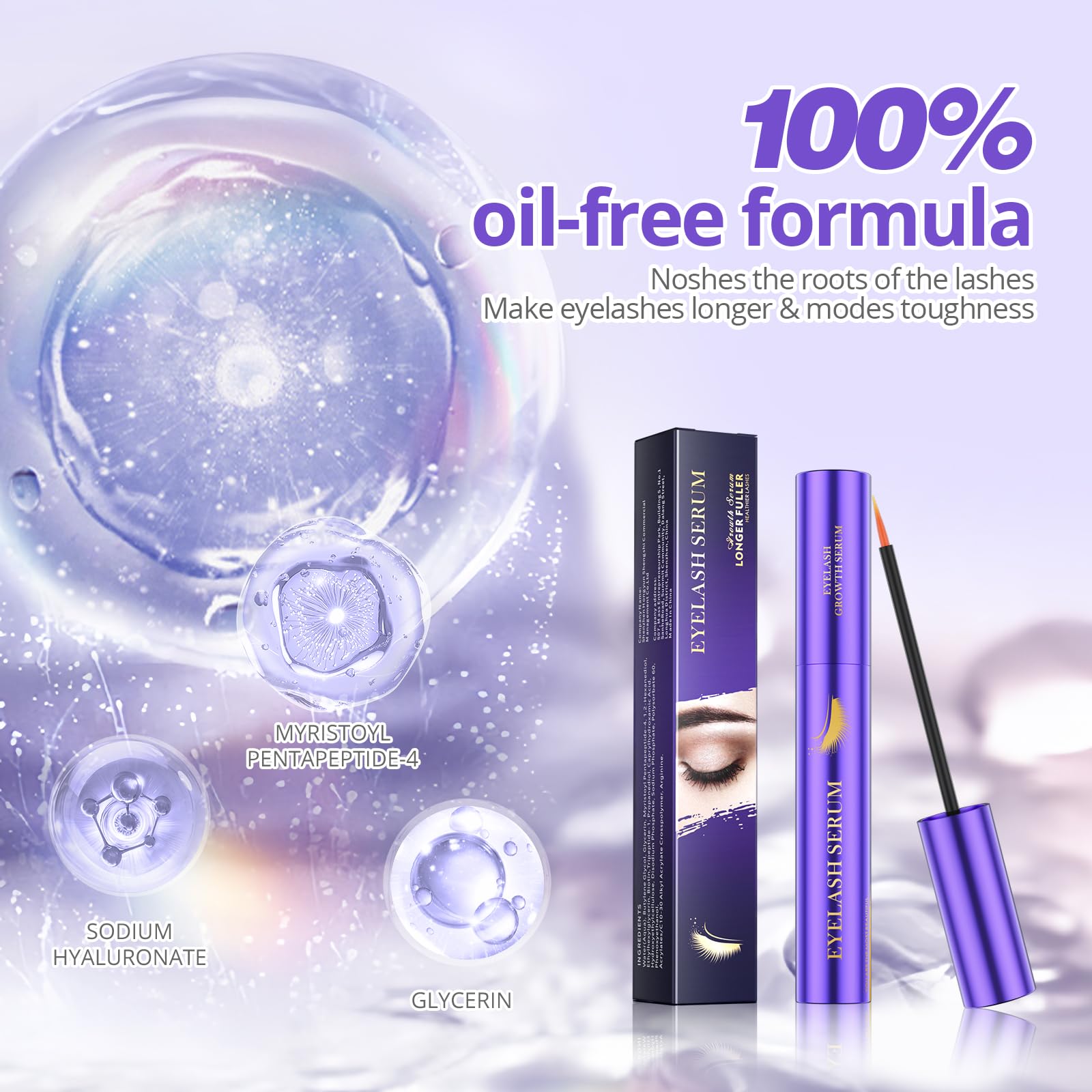SIIEEC Lash Serum brush glide highlighting precise brow and lash application.