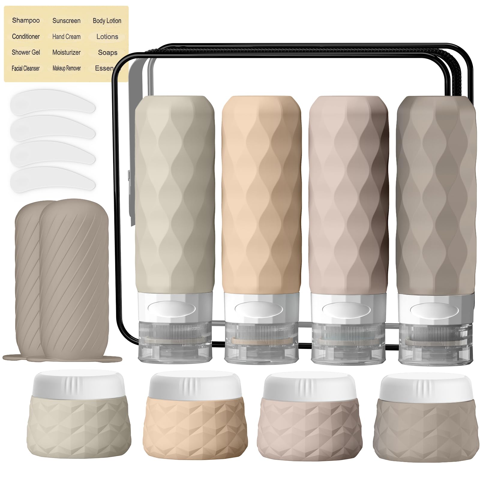 Silevoler 16-pack travel bottles close-up bottles showing durable silicone construction for travel