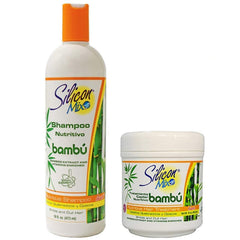 Silicon Mix Bambu Shampoo bottle showcasing shine restoration and hydration