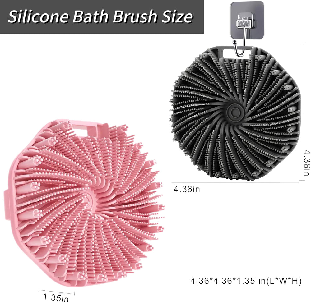 Silicone body scrubber all-skin-types image emphasizes suitability for all skin types.