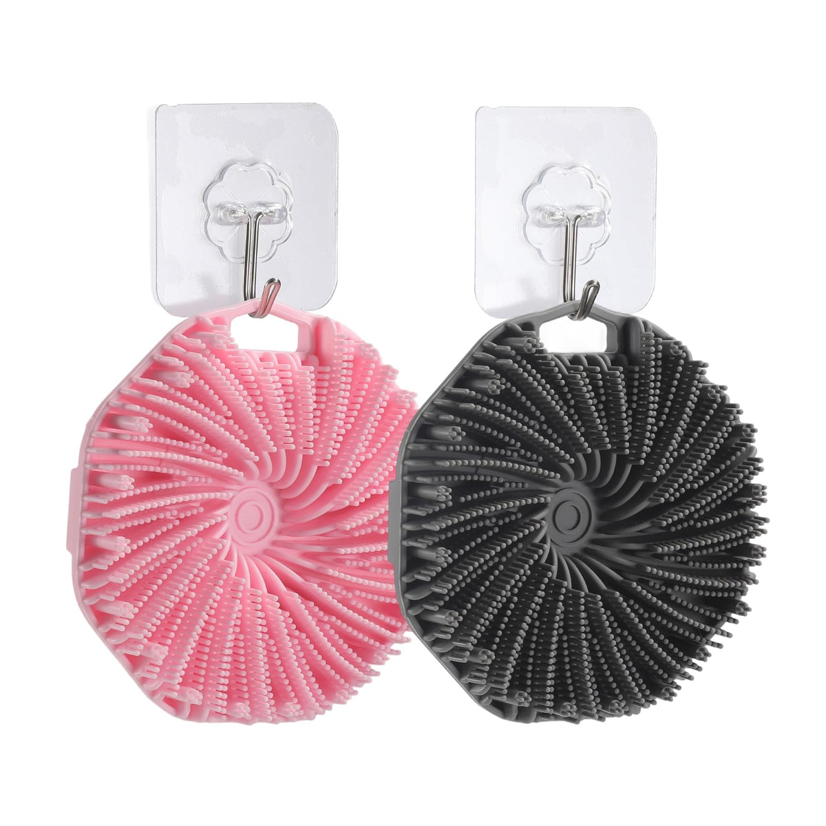 2Pcs silicone body scrubber pink two-pack offers durable gentle exfoliation in the shower.