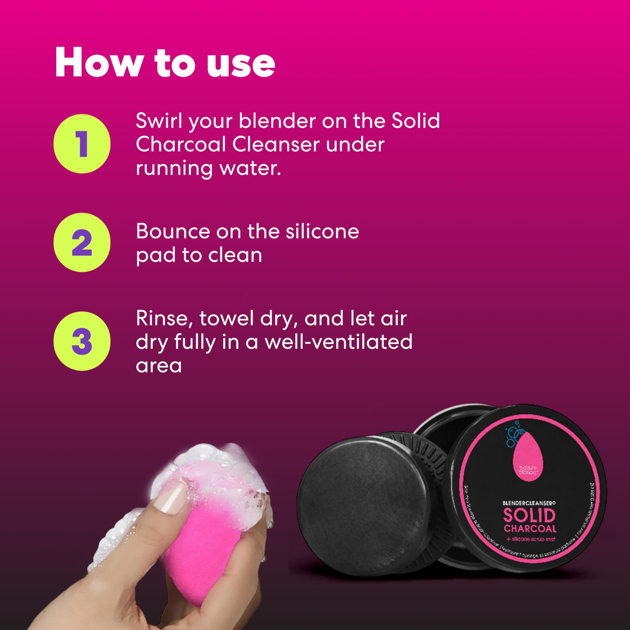 Silicone scrub mat charcoal provides gentle scrubbing for tool care.