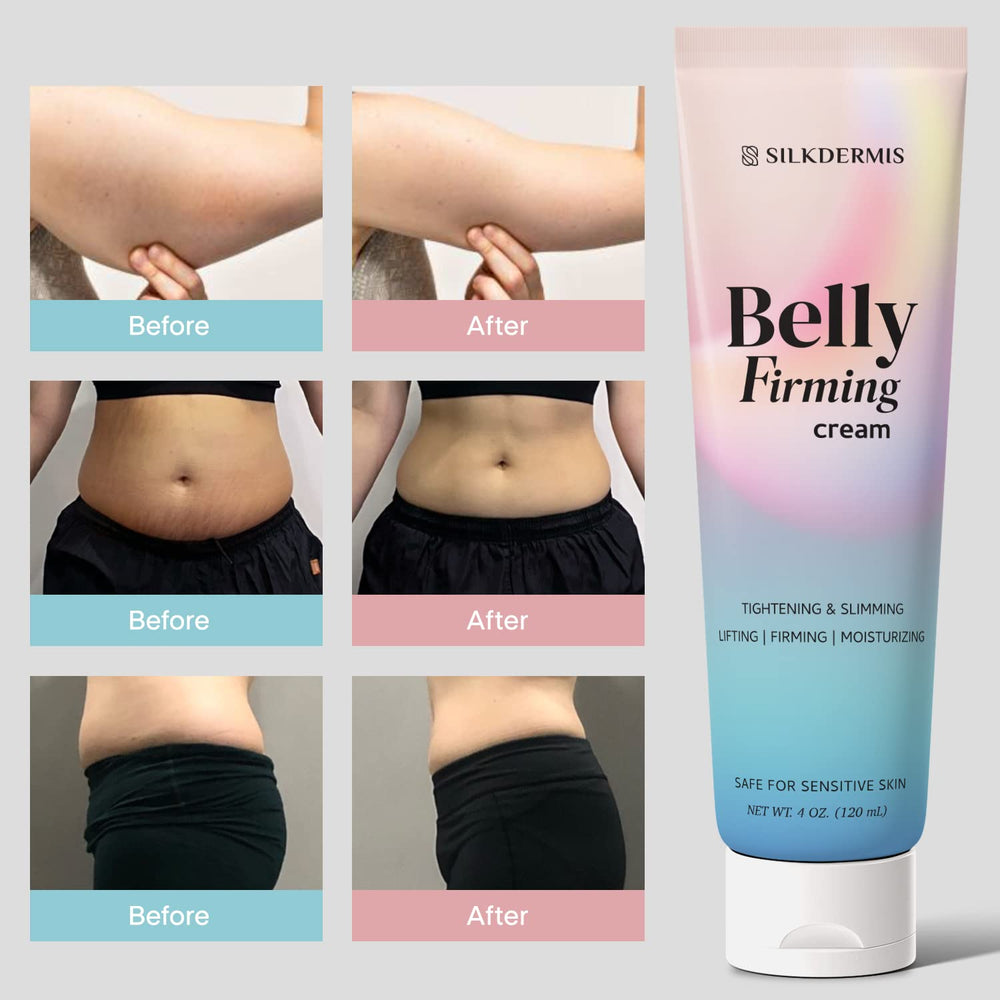 SILKDERMIS belly-firming cream on buttocks area suggests firming benefits