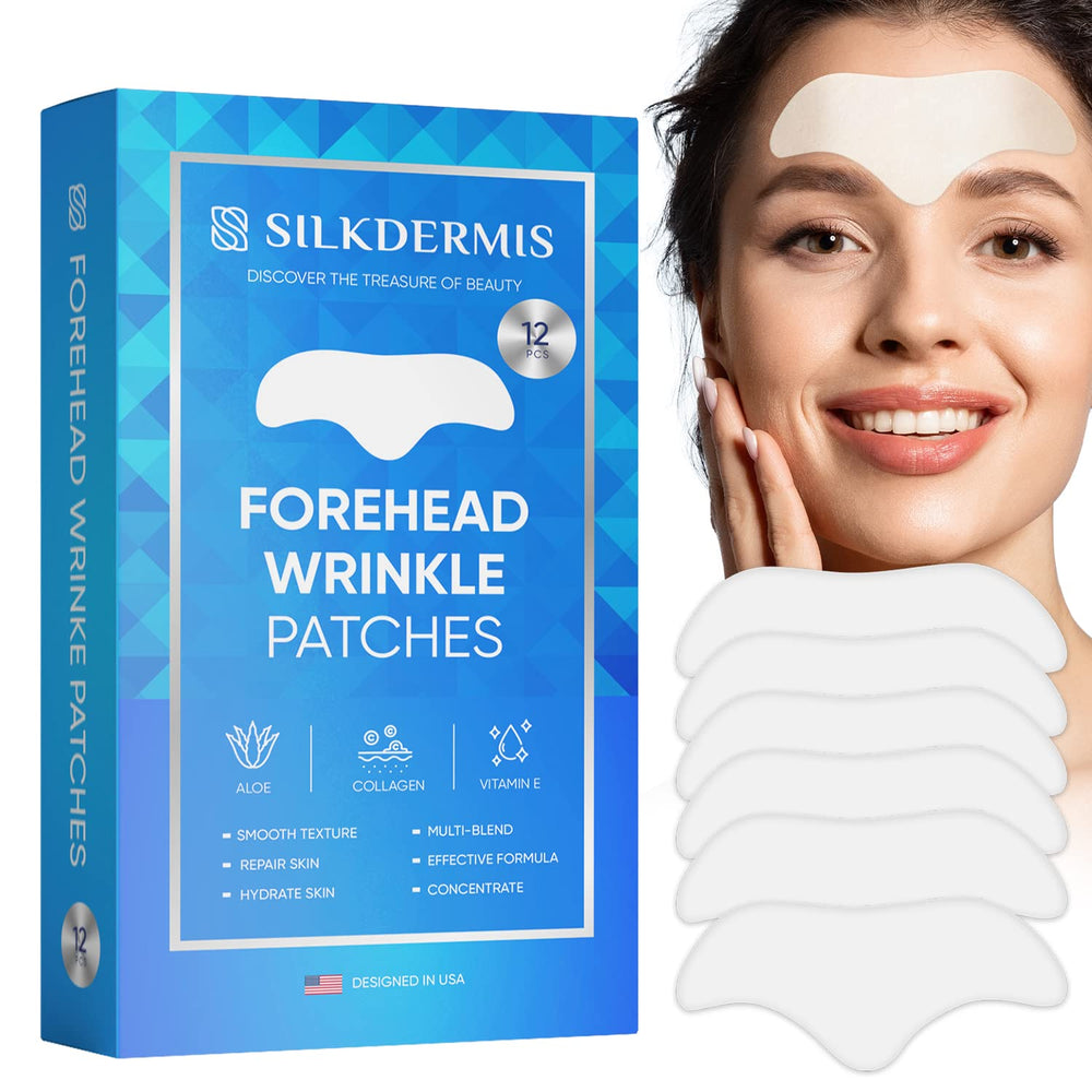 SILKDERMIS forehead patches closeup with aloe and collagen for hydration and firming