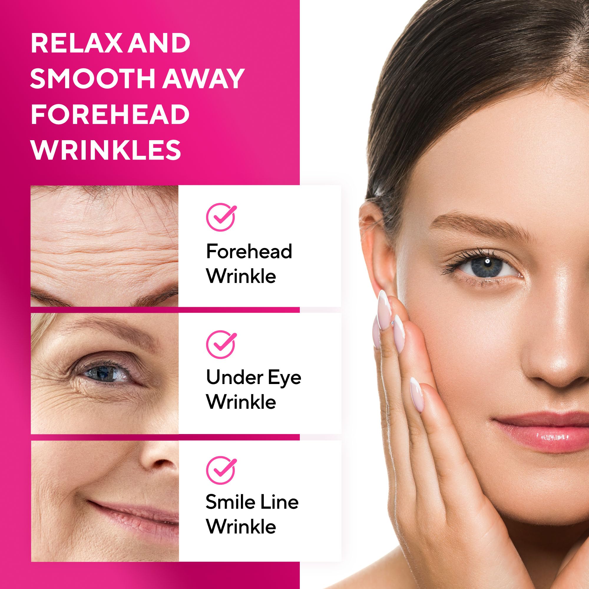 SILKDERMIS silicone wrinkle patch flexible-fit image demonstrates seamless contour to facial curves.