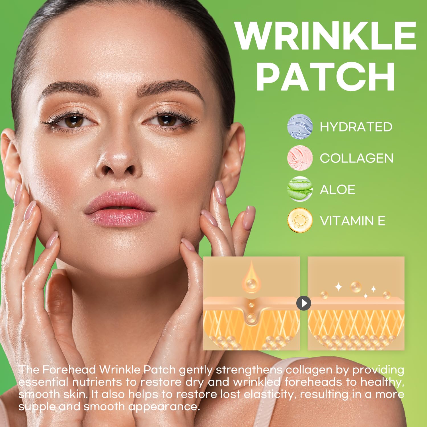 SILKDERMIS smile line patches close-up highlighting aloe and vitamin E for skin comfort.