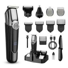 SilkGlow beard trimmer 5in1 kit showing versatile grooming setup.