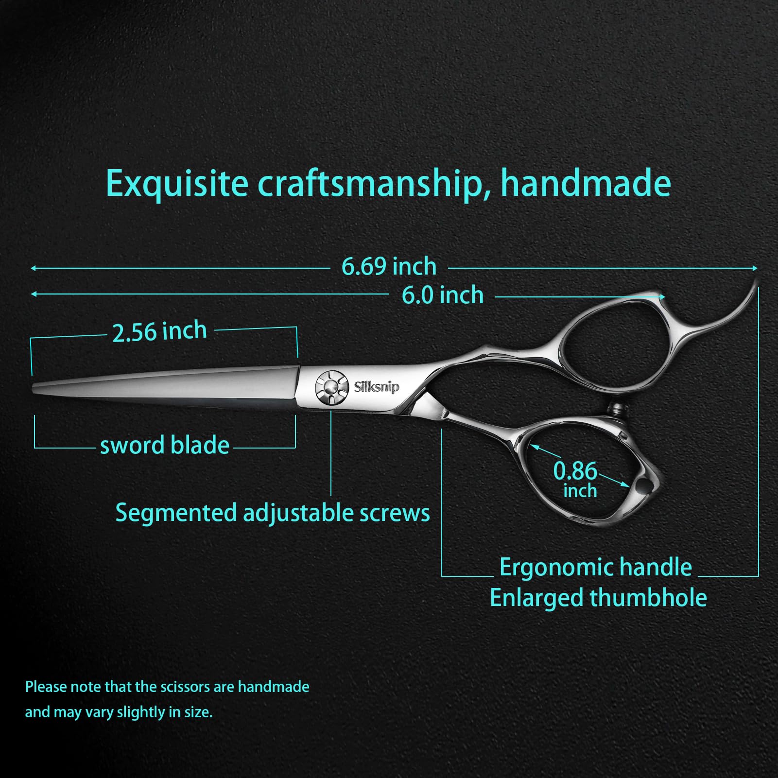 Silksnip Hair Cutting Scissors blade closeup shows razor-sharp edge for precise results