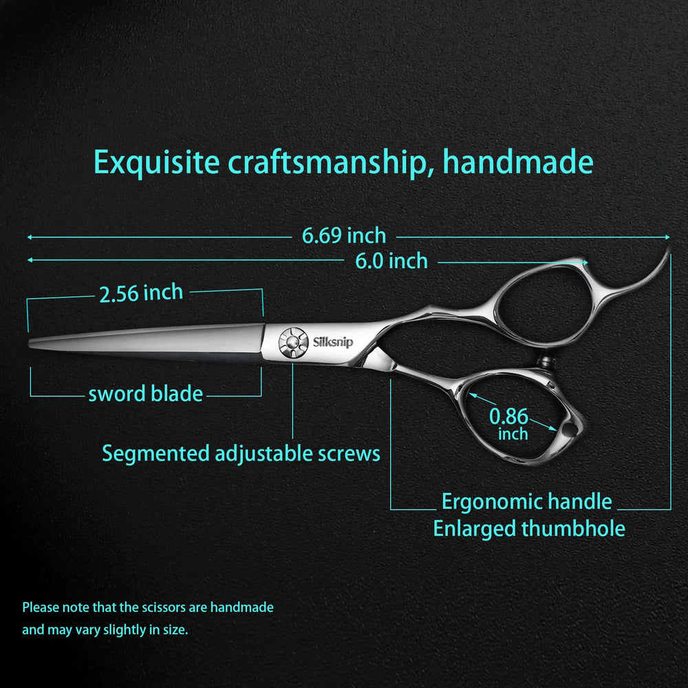 Silksnip Hair Cutting Scissors blade closeup shows razor-sharp edge for precise results