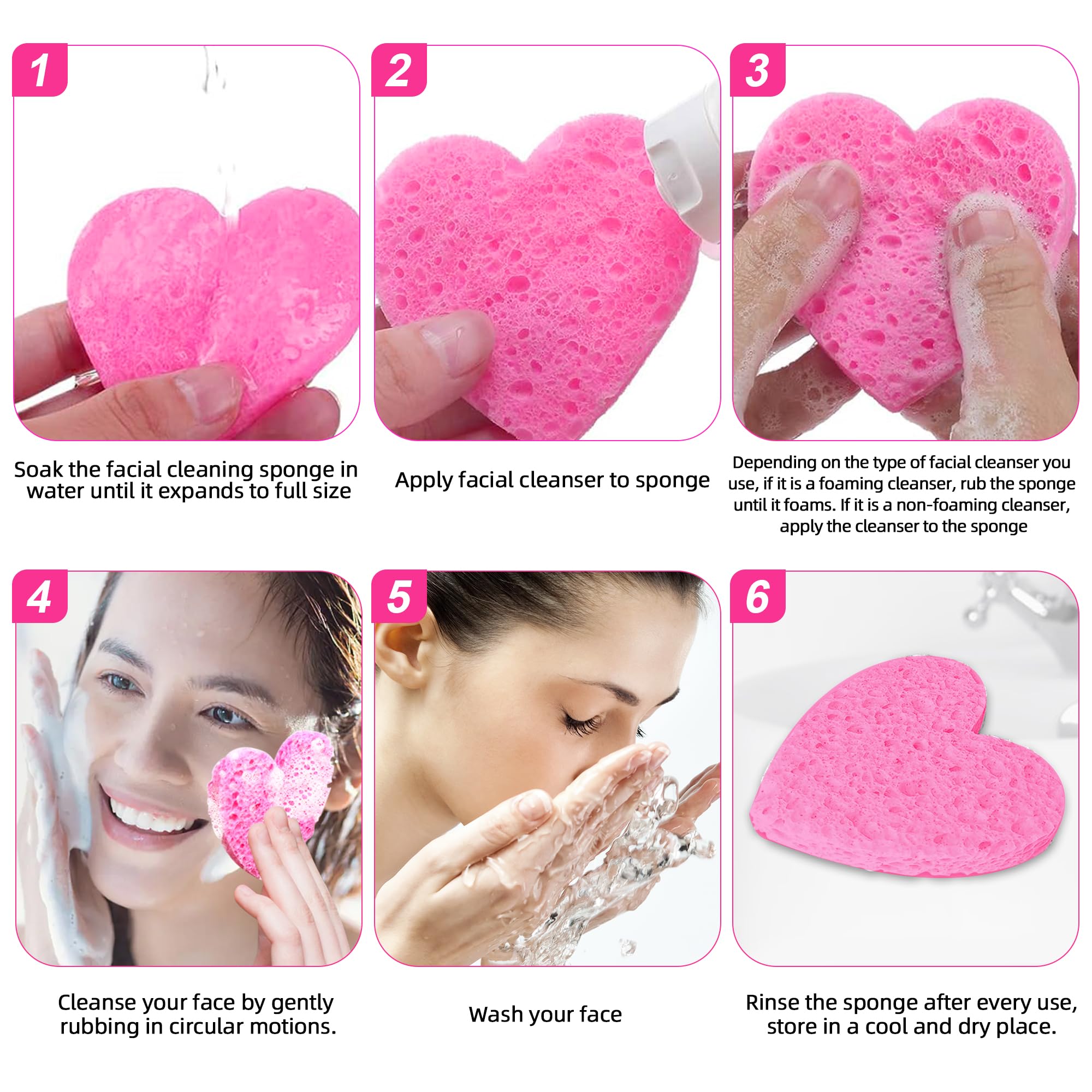 Silkyhose compressed cellulose sponges expand when wet for soft facial cleansing.