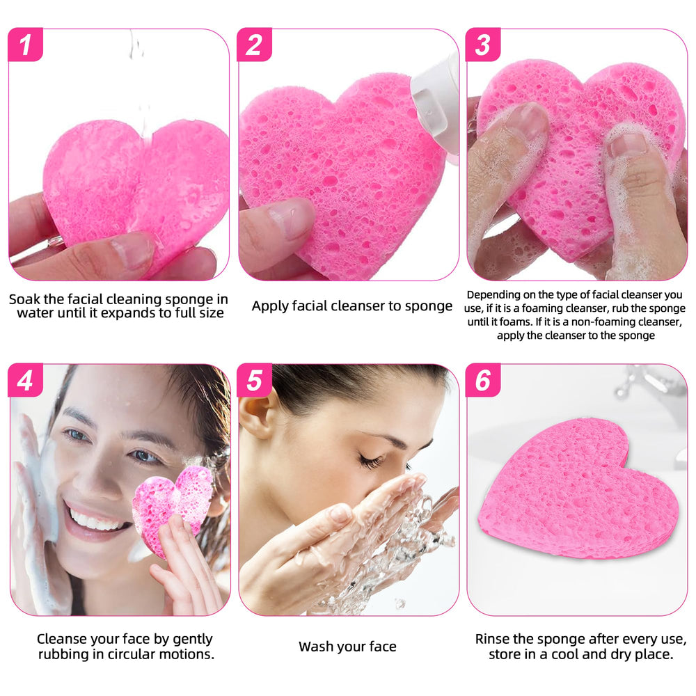 Silkyhose compressed cellulose sponges expand when wet for soft facial cleansing.