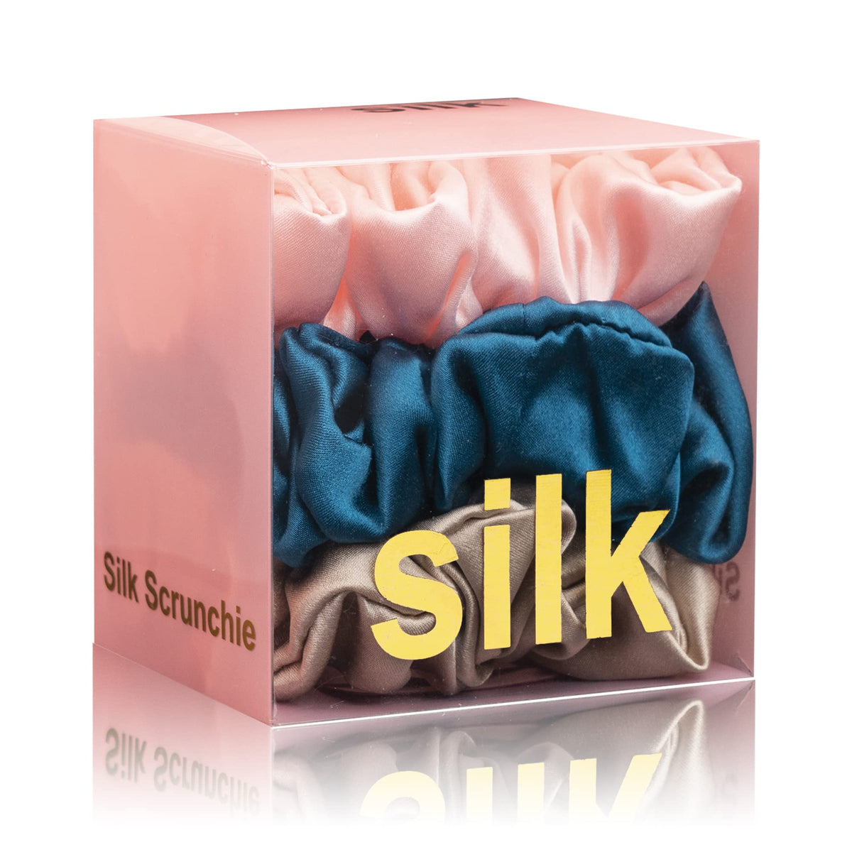 Silmer Silk Scrunchies pink closeup, highlighting gentle frictionless hair care.