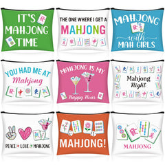 SilTriangle 9 Pcs Mahjong Cosmetic Bag Style 1 front view shows organized travel makeup