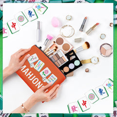 SilTriangle Mahjong makeup bag side detail emphasizes durable canvas and zipper