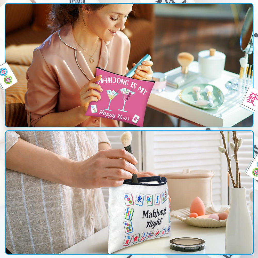 SilTriangle Canvas Mahjong makeup bag open interior shows space for cosmetics