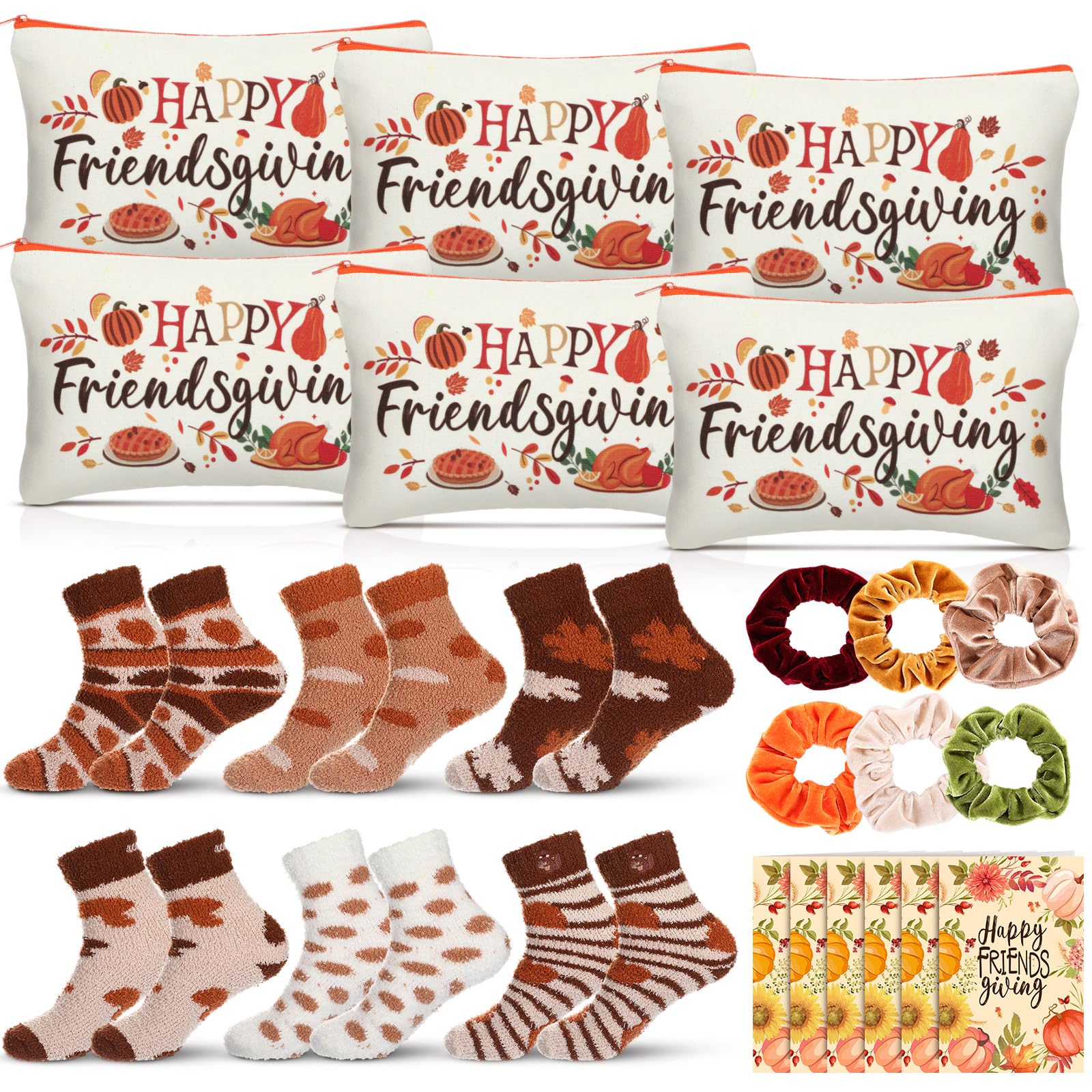 SilTriangle Happy Friendsgiving makeup bag with autumn motif for party favors
