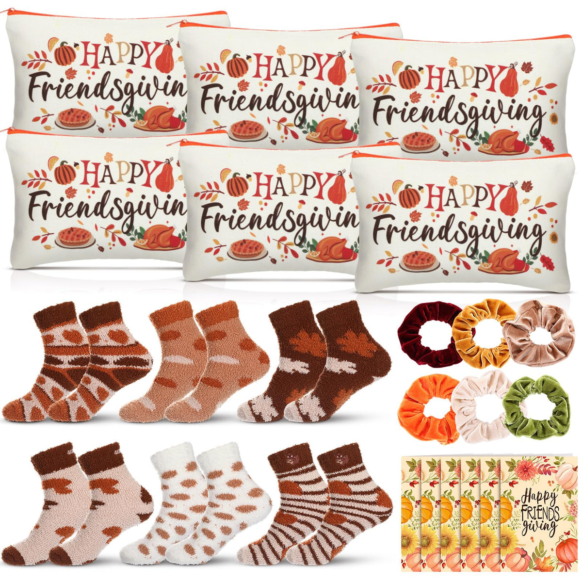 SilTriangle Happy Friendsgiving makeup bag with autumn motif for party favors
