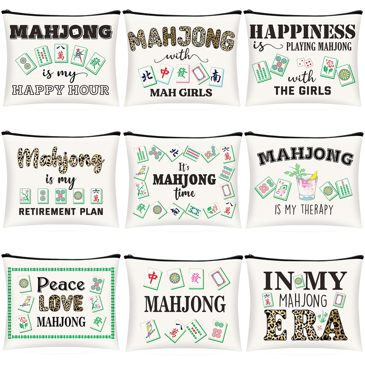 SilTriangle mahjong cosmetic bag nine-styles pack for versatile gifting and daily organization