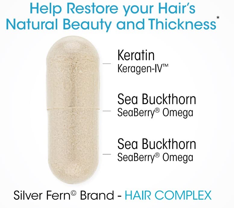 Silver Fern SeaBerry bottle detail indicating scalp circulation support.
