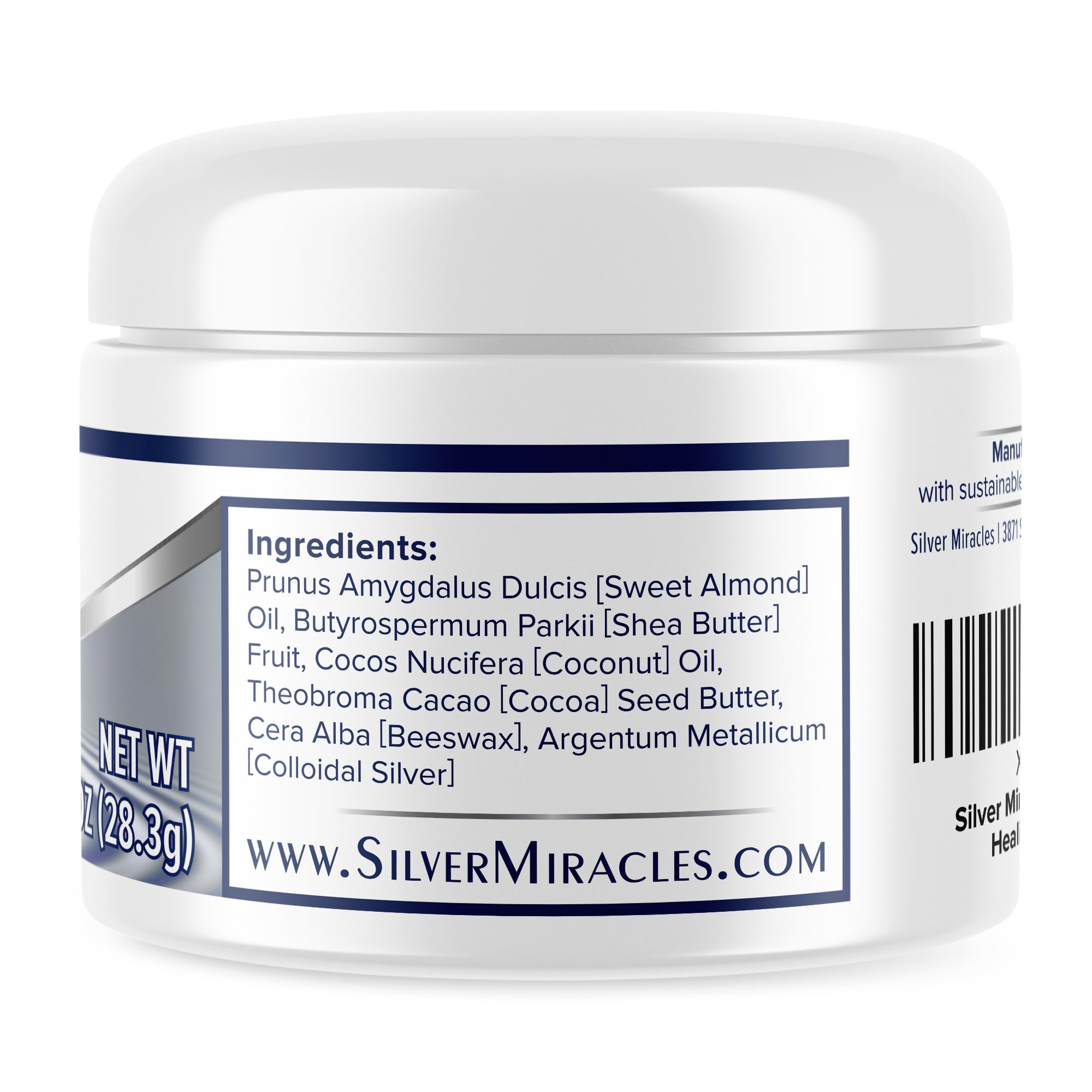 Ingredientes naturales y manteca de karité para hidratación suave con Silver Miracles.