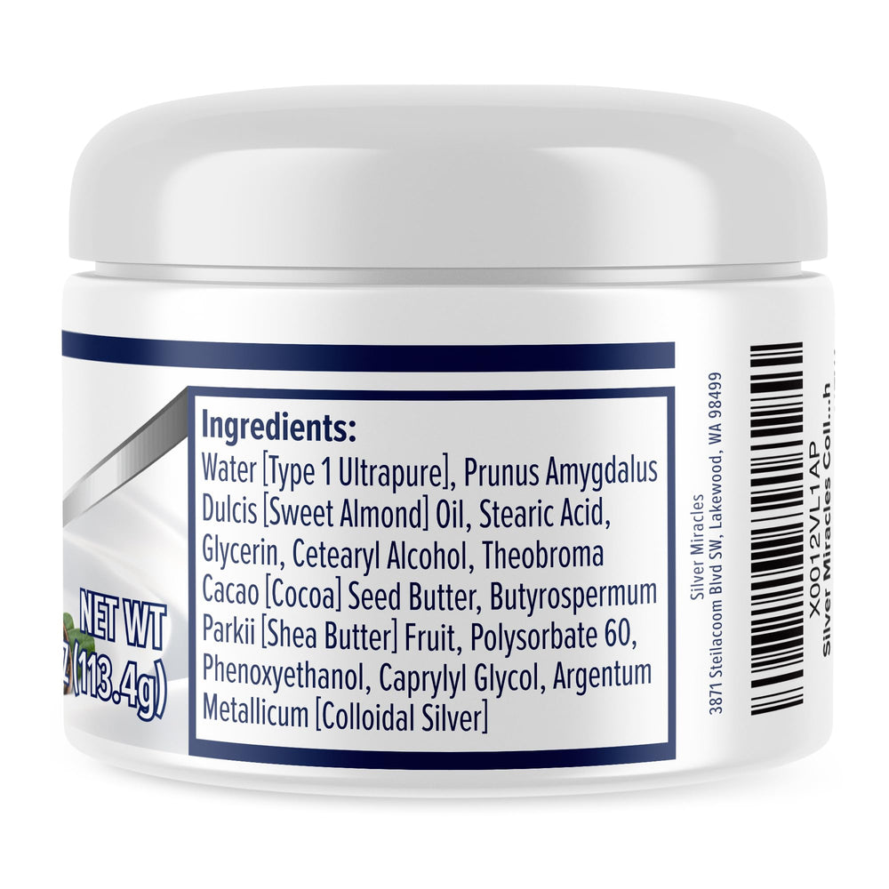 Silver Miracles colloidal silver cream application-dispense enables easy, even application for everyday use.