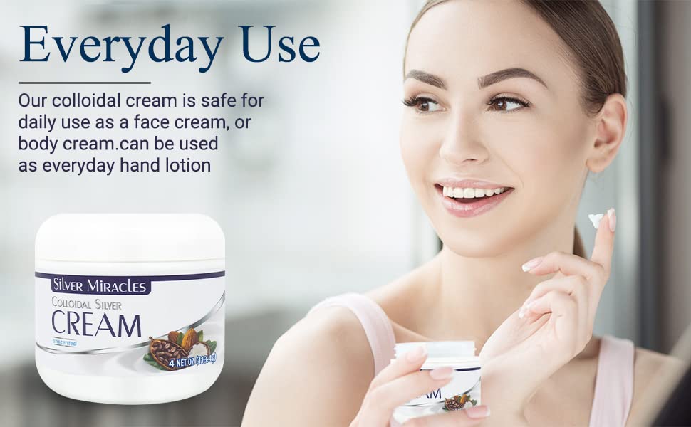 Silver Miracles colloidal silver cream burn-relief-use suggests soothing comfort for minor skin irritation.
