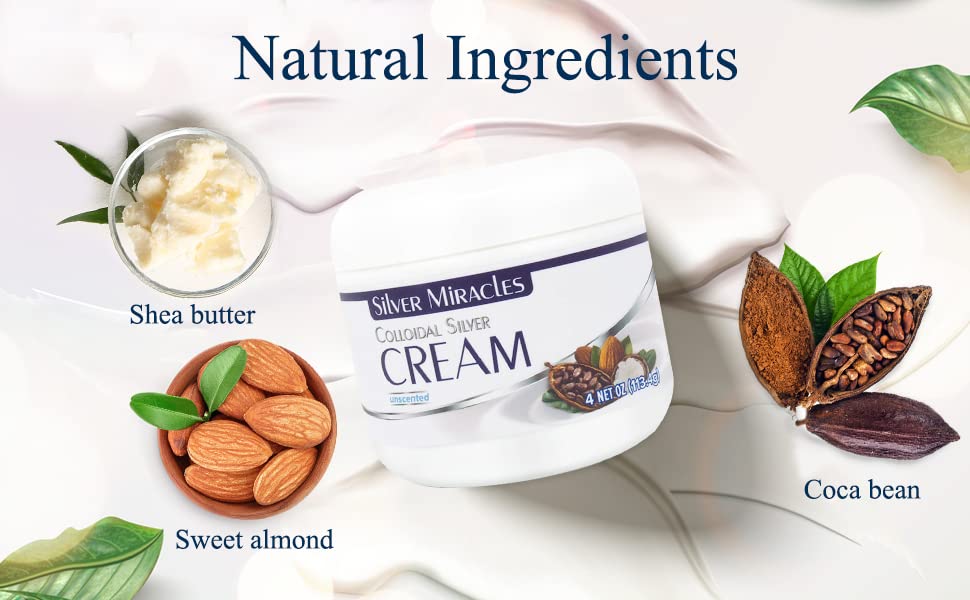 Silver Miracles colloidal silver cream daily-face-body-use indicates versatile moisturization for all skin types.