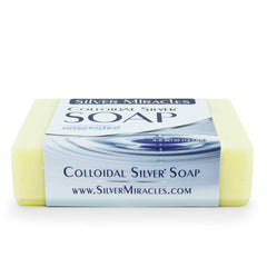 Silver Miracles colloidal silver soap unscented close-up showing natural color variations