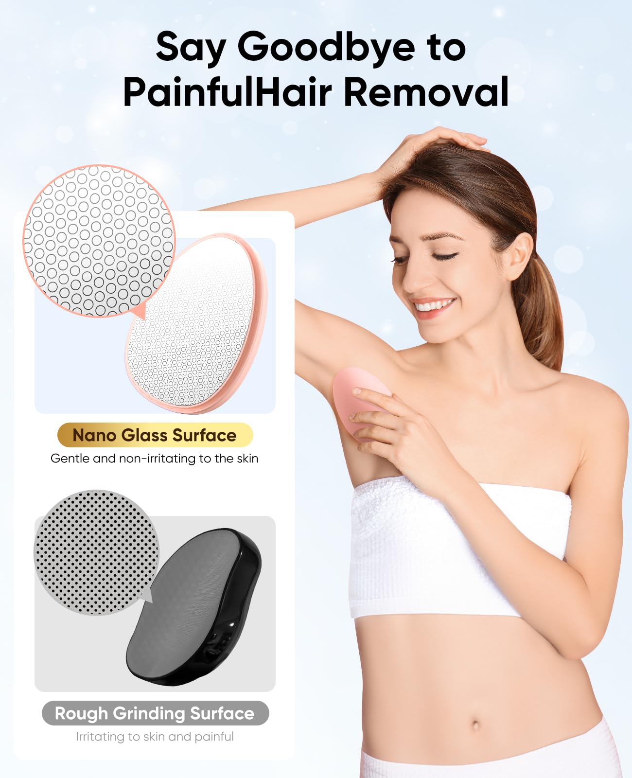 Close up of SILVLF Crystal Hair Eraser with smooth surface