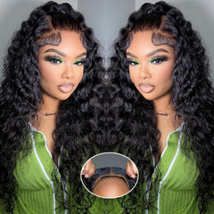 Simeider 24 inch water wave lace front wig closeup shows natural hairline and seamless blend for day-to-day wear