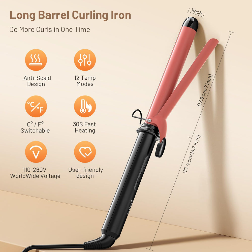 SimerSure 7.28-inch barrel wraps more hair for quicker styling.