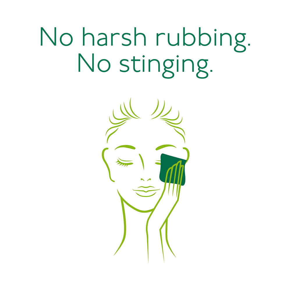 Simple Cleansing Wipes eye-area use shows quick, residue-free makeup removal before bed.