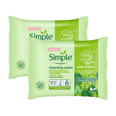 Simple Kind To Skin 25 Cleansing Facial Wipes front view for on-the-go cleansing