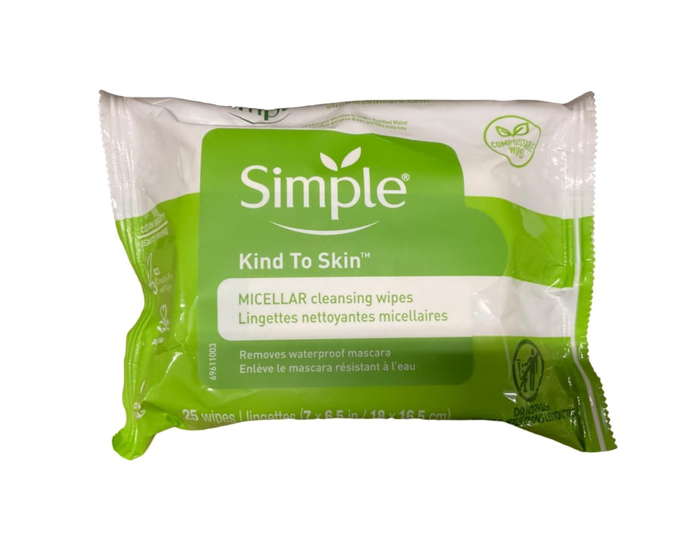 Simple Kind to Skin Cleansing Wipes closeup showing micellar cleansing bubbles lifting makeup gently