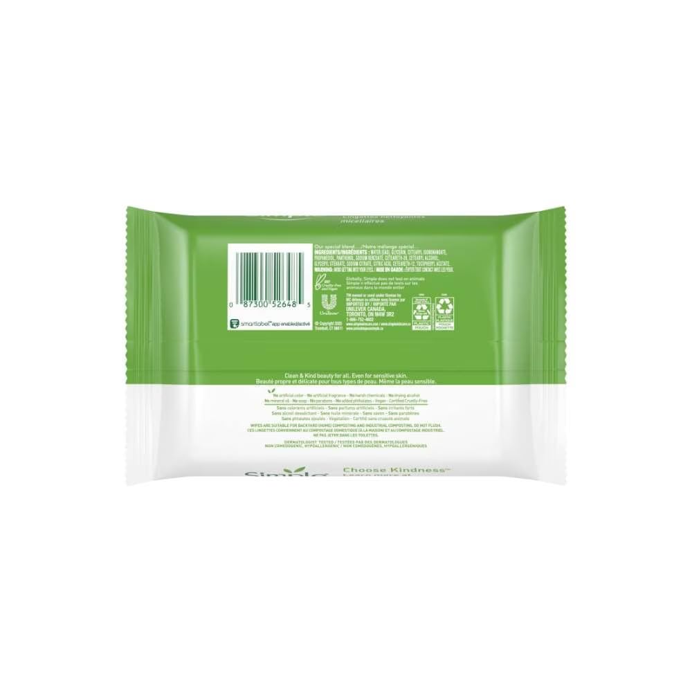 Simple Kind to Skin wipes removing waterproof mascara with ease for busy days
