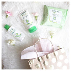 Simple Kind to Skin Facial Wipes packaging flat lay highlights lack of artificial perfumes