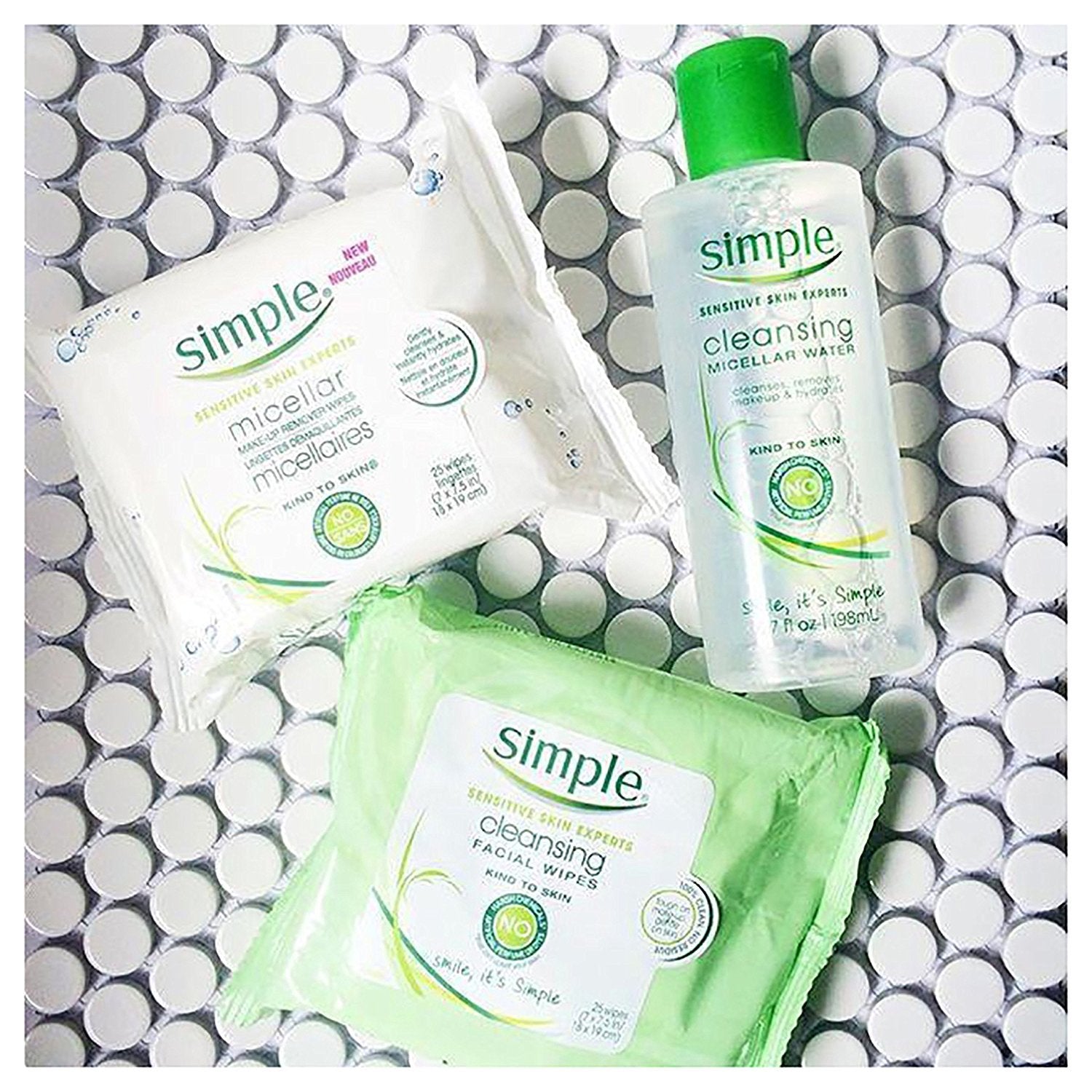 Simple Kind to Skin Facial Wipes close-up showing gentle, skin-loving formula
