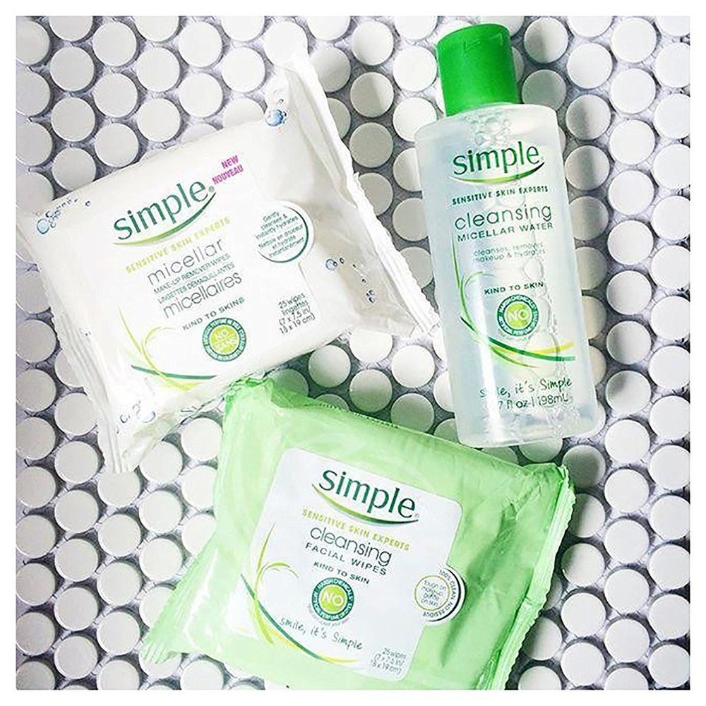 Simple Kind to Skin Facial Wipes close-up showing gentle, skin-loving formula