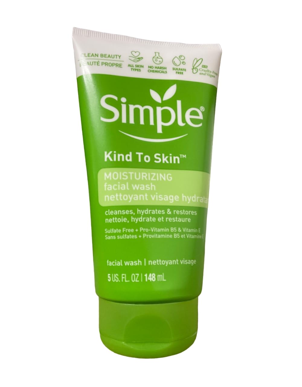 Simple Kind to Skin Moisturising Facial Wash bottle for gentle daily cleansing.