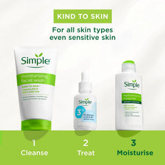 Simple Kind to Skin cream texture spread on hand for quick absorption