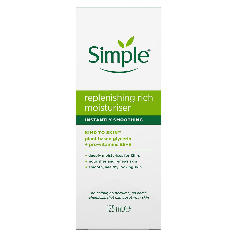Simple Kind to Skin moisturiser spread on skin showing non-greasy finish