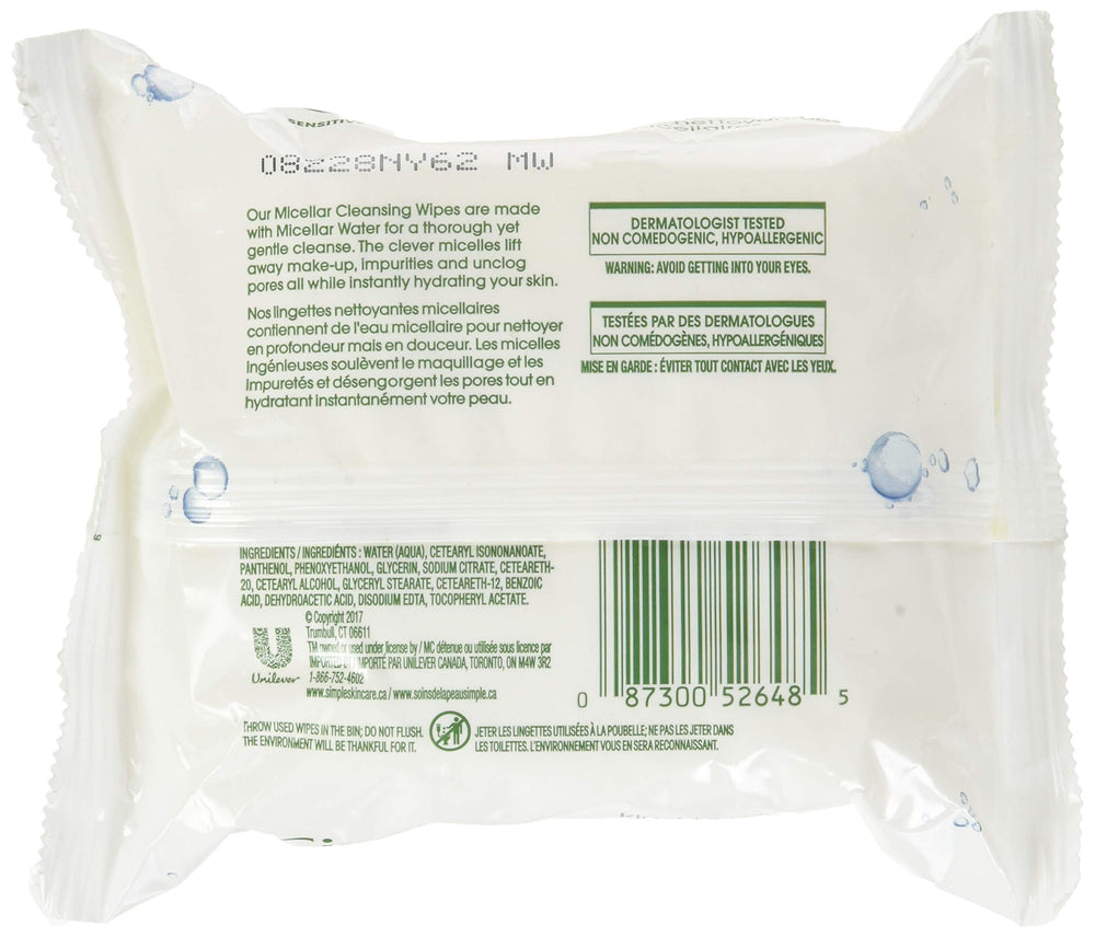 Simple Micellar Makeup Remover Wipes closeup-fabric shows soft fibers that hydrate while lifting impurities.