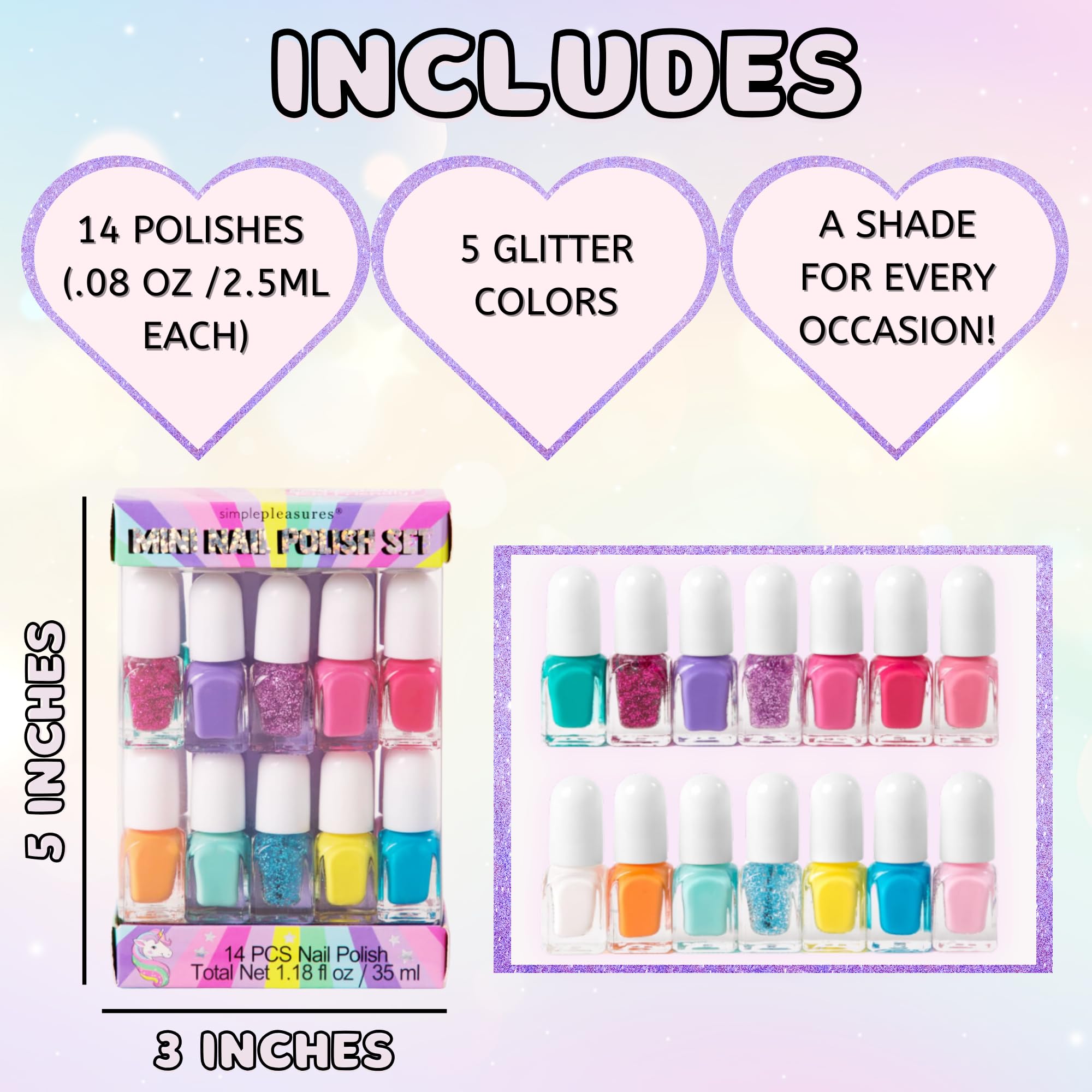 SIMPLE PLEASURES kids nail-art gift set is perfect for birthdays and smiles.