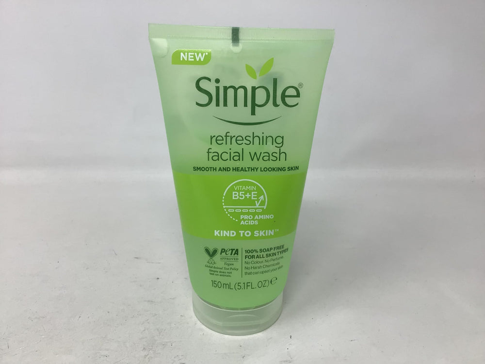Simple refreshing facial gel wash bottle close-up showing gentle, soap-free formula