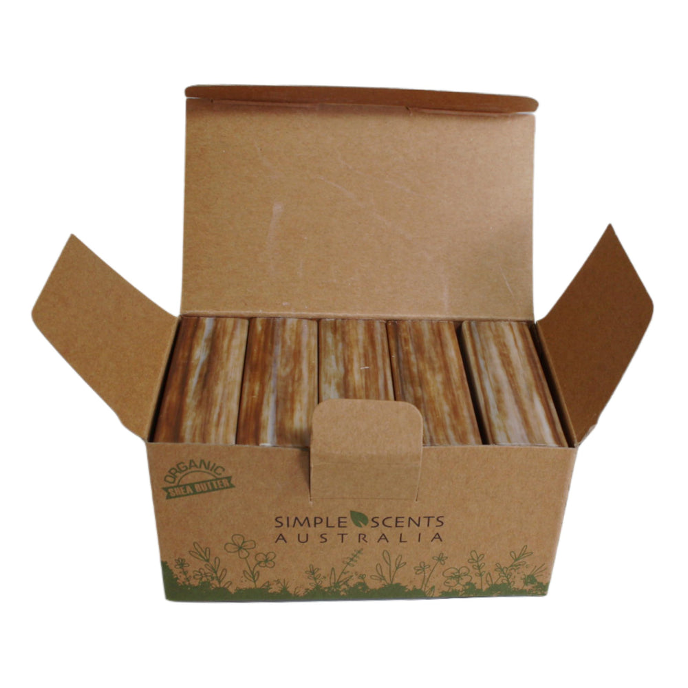 Simple Scents Australia sandalwood bar closeup showcases creamy lather for moisturizing bath.