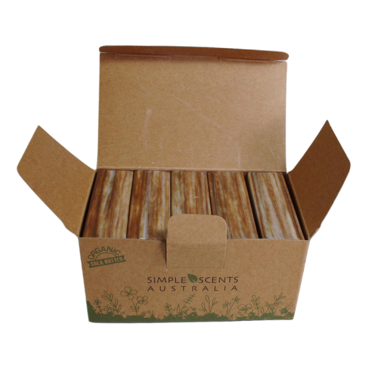Simple Scents Australia sandalwood bar closeup showcases creamy lather for moisturizing bath.