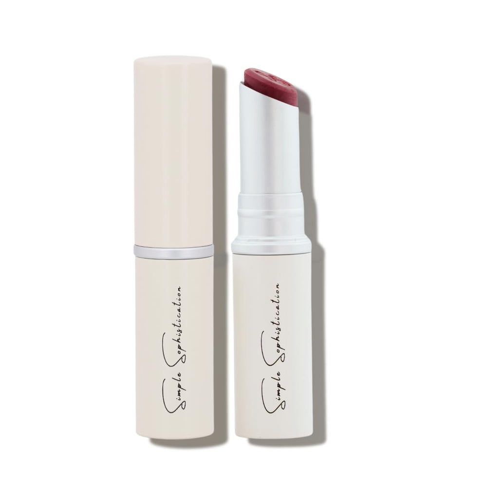 Simple Sophistication Cool Rose lip balm tube showing hydrating lip care for dry lips.