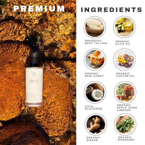 Simple Sophistication Tallow Honey Cleansing Milk close-up shows creamy texture for non-stripping cleanse.