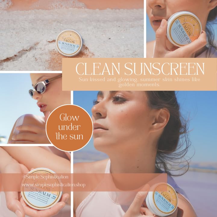 Simple Sophistication Tallow Sun Balm tinted on face and body for versatile coverage.
